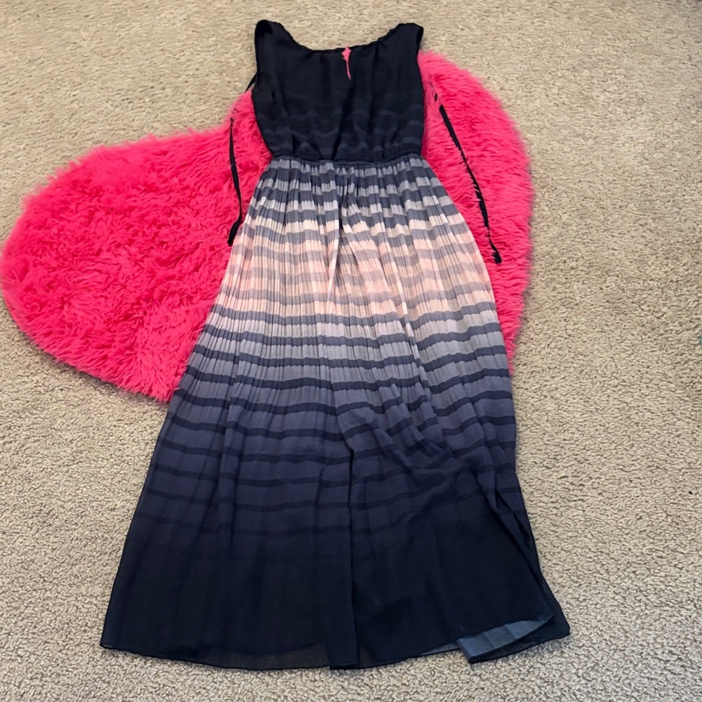 Maison Jules Navy and Gray Maxi Dress